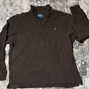 Polo Brown Half-Zip Pullover Sweater